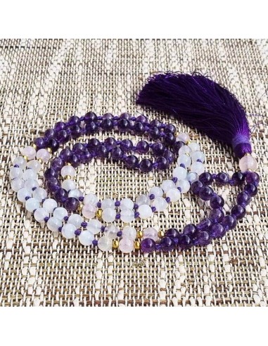 Mala Halskette Mondstein - Amethyst - 6 mm AA-Perlen sur le site 